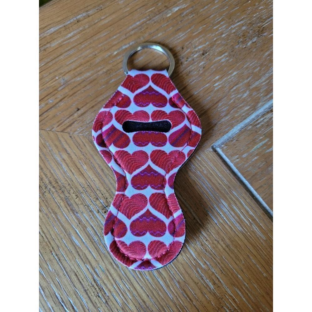 NEW Heart Neoprene Chapstick Holder Key Chain and chapstick